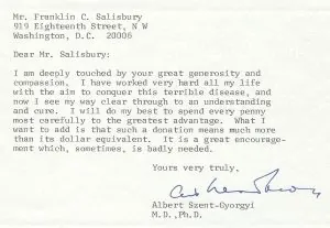 1971 Szent-Gyorgyi - Salisbury letter 1971 Szent-Gyorgyi - Salisbury letter