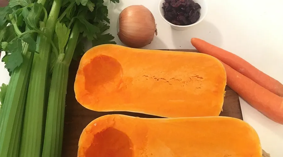 Stuffed and Roasted Squash Recipe Celery, Squash, Onion, and Carrots for Roasted Squash