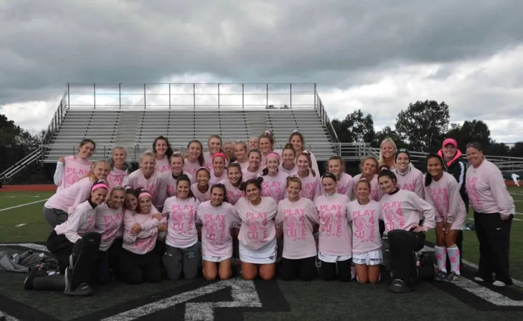 Methacton Field Hockey Play4TheCure 2018 Methacton Field Hockey Team in Pink shirts for Play4TheCure