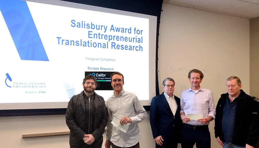 First ever Salisbury Award for Entrepreneurial Translational Research Winners Pose at Scripps Salisbury Award for Entrepreneurial Translational Research awarded at Scripps Research