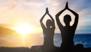 Lifestyle Yoga and Meditation at sunset