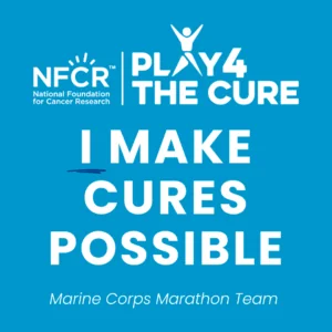 I MAKE CURES POSSIBLE MCM Team electric blue Marine Corps Marathon Team 2023