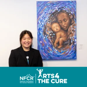 Square Get Involved Arts 4 young woman poses with hanging artwork